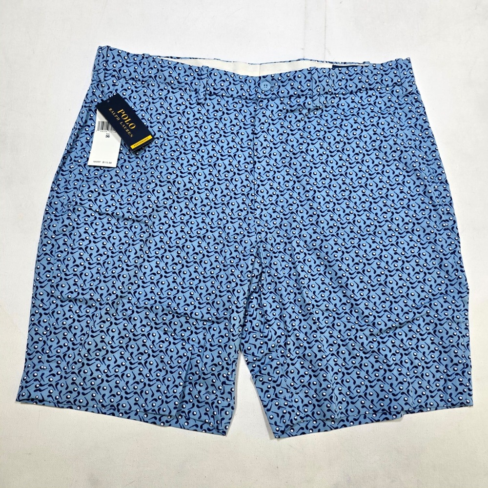 Polo Ralph Lauren Golf Shorts Mens 36 Blue Performance Golf Tailored Fit Print